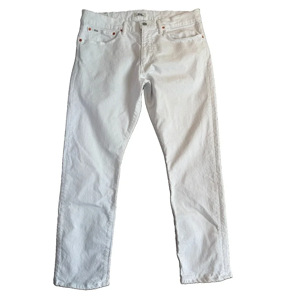 Polo Ralph Lauren Varick Slim Straight Jeans Men's 35x30 White Casual Denim